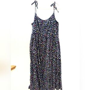 J Crew Ratti Happy Cat‎ Printed Midi Dress Cotton 12 Spaghetti Strap